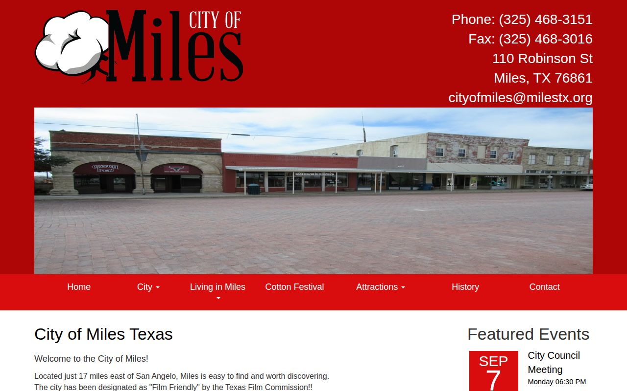 Runnels County Miles municipal contact page for police record routing